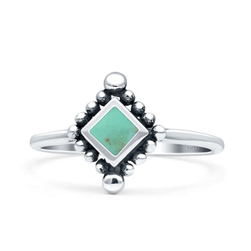 Princess Design Thumb Ring Statement Fashion Oxidized Simulated Turquoise Solid 925 Sterling Silver